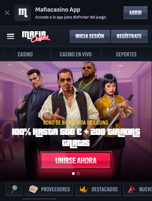 Bono-bienvenida-de-Mafia-casino-100% -hasta-500-200-tiradas-gratis