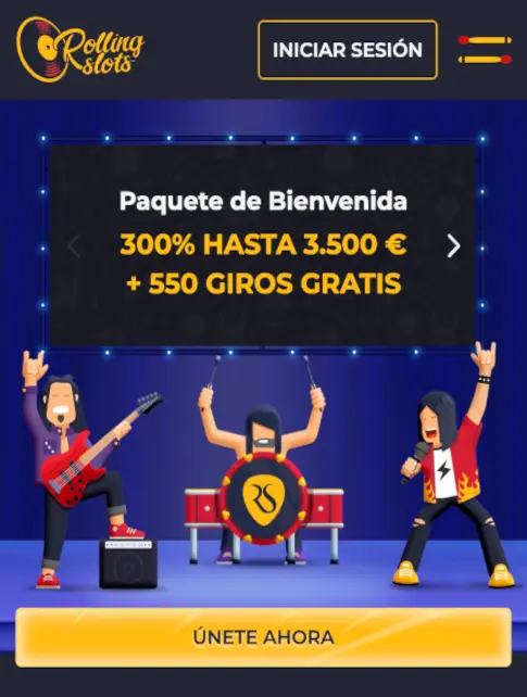 Paquete de bienvenida de Rollingslots casino