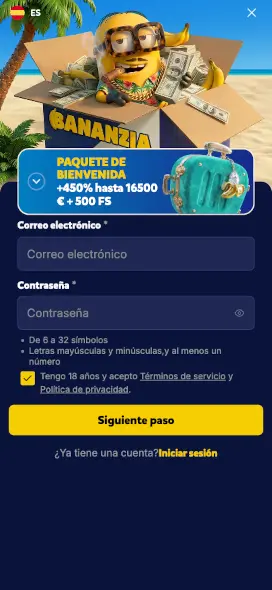 Bananzia casino paquete de bienvenida
