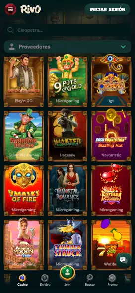 Rivo casino juegos