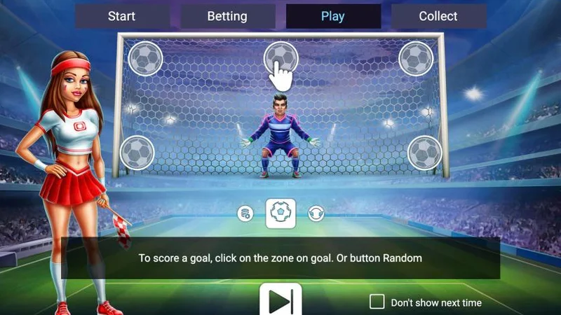 Penalty Shoot-out: eliges una de las cinco zonas de la portería o tiro aleatorio