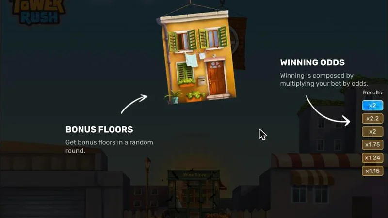 Tower Rush: pisos de bono y cuotas que se multiplican